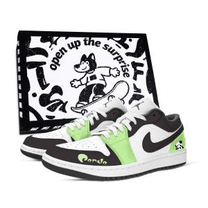 Jordan Кроссовки баскетбольные Air 1 Bamboo Shadow Splendor низкие винтажные Unisex Black White Green устойчивые к истиранию