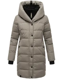 Стеганое пальто Наваху "Knutschilein", стильное женское пальто со съемным флисовым воротником Navahoo, серый