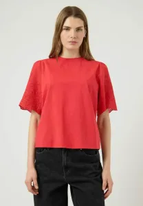 Топ yaslex с коротким рукавом, вышитые рукава, футболка noos с принтом. Yas, Fiery Red