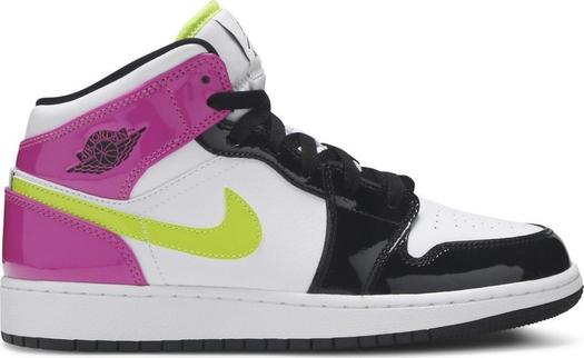 Кроссовки Air Jordan 1 Mid SE GS Cyber Active Fuchsia, белый
