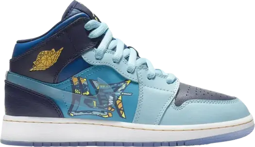 Кроссовки Air Jordan 1 Mid GS Fly, синий