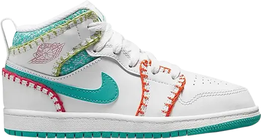 Кроссовки Air Jordan 1 Mid SE PS Multi Knit, белый