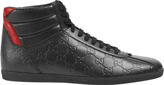 Кроссовки Gucci Signature High Black Red, черные