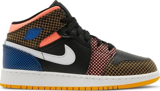 Кроссовки Air Jordan 1 Mid MMD GS Multi Grid, черный