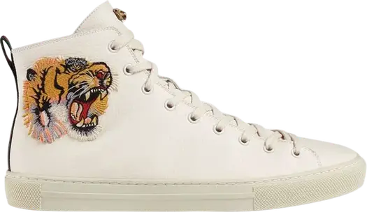 Кроссовки Gucci Leather High Top Tiger, белые