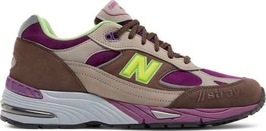 Кроссовки New Balance Stray Rats x 991 Made in England 'Purple Green', фиолетовый