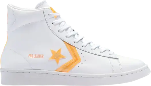 Кроссовки Converse Pro Leather High Hi-Vis Collection - White Flash Orange, белый