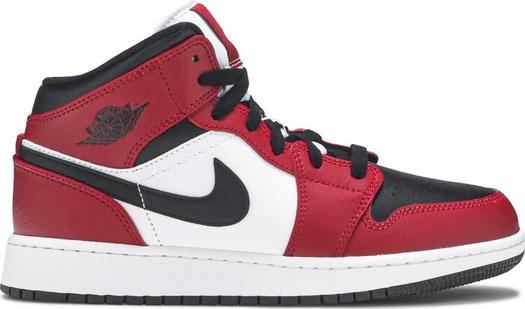 Кроссовки Air Jordan 1 Mid GS Chicago Black Toe, красный