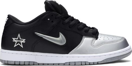 Кроссовки Nike Supreme x Dunk SB Low QS 'Metallic Silver', серебряный