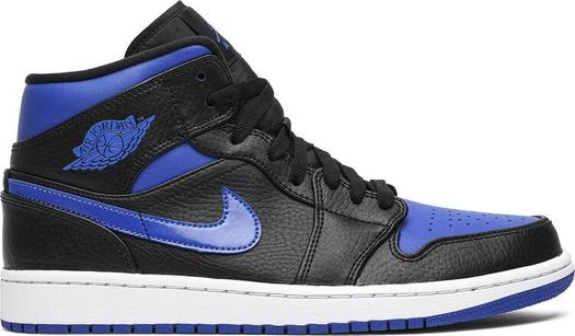 Кроссовки Air Jordan 1 Mid Black Hyper Royal, синий