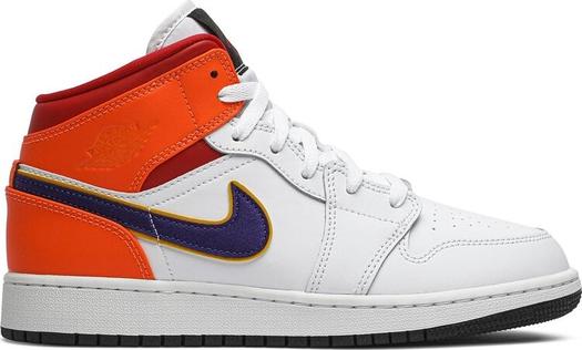 Кроссовки Air Jordan 1 Mid GS White Court Purple Teal, белый