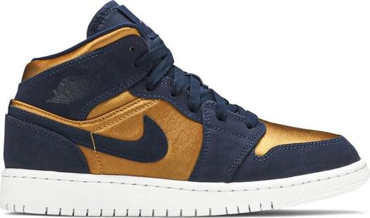 Кроссовки Air Jordan 1 Mid SE GS Obsidian Desert Ochre, синий
