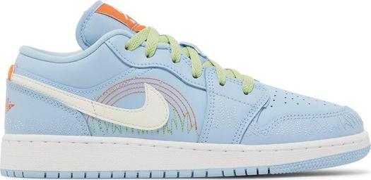 Кроссовки Air Jordan 1 Low SE GS Blue Stitch, синий