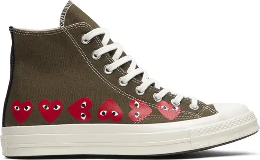 Кроссовки Converse Comme des Garçons Play x Chuck 70 Hi Top Multi Heart, коричневый