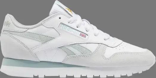 Кроссовки wmns classic leather 'white seaside grey' Reebok, белый