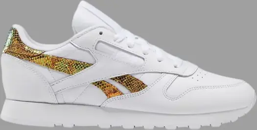 Кроссовки wmns classic leather 'iridescent snakeskin stripe' Reebok, белый