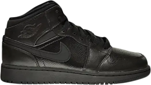 Кроссовки Air Jordan 1 Retro Mid GS Triple Black, черный