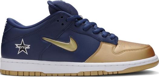 Кроссовки Nike Supreme x Dunk SB Low QS 'Metallic Gold', золотой