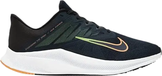 Кроссовки Nike Quest 3 4E Wide 'Obsidian Orange Lime', синий