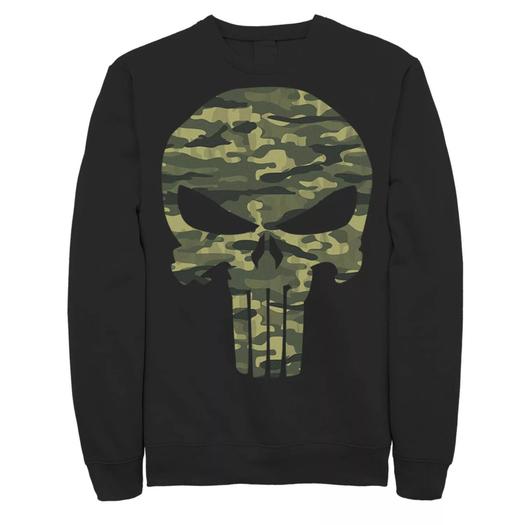 Мужской свитшот с камуфляжным камуфляжем и символом черепа Marvel The Punisher