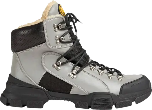 Кроссовки Gucci Flashtrek High Silver Black, серебряный