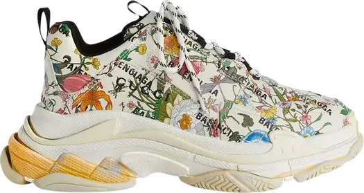 Кроссовки Gucci x Balenciaga The Hacker Project Triple S Sneaker, Floral, белый