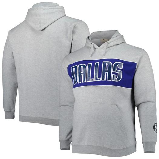 Мужской пуловер с капюшоном с логотипом Heather Grey Dallas Mavericks Big & Tall Wordmark Fanatics