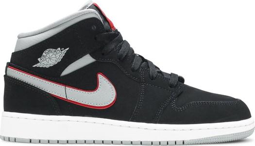 Кроссовки Air Jordan 1 Mid GS Black Particle Grey, черный
