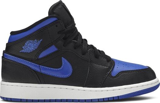 Кроссовки Air Jordan 1 Mid GS Black Hyper Royal, синий