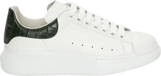 Кроссовки Alexander McQueen Oversized Sneaker White Forest Green Crocodile, белый