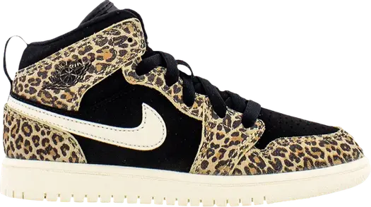 Кроссовки Air Jordan 1 Mid SE PS Cheetah, черный