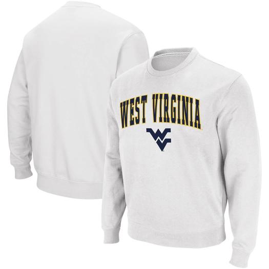 Мужская белая толстовка с круглым вырезом с аркой и логотипом West Virginia Mountaineers Colosseum