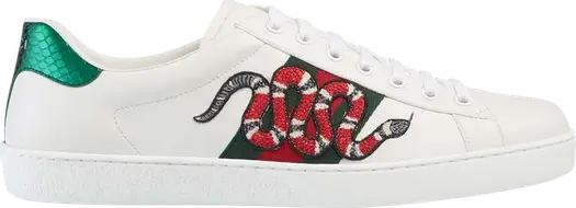 Кроссовки Gucci Ace Embroidered Snake, белые