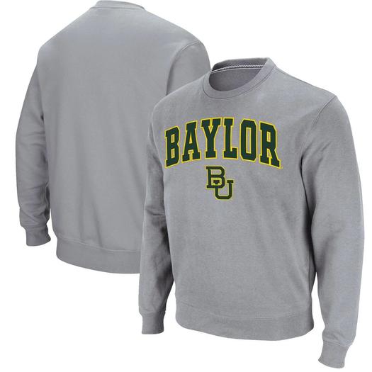 Мужской серый пуловер с логотипом Baylor Bears Arch & Logo Colosseum