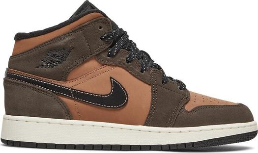 Кроссовки Air Jordan 1 Mid SE GS Earth Tone, коричневый
