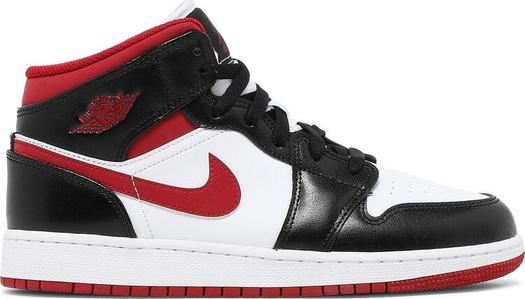 Кроссовки Air Jordan 1 Mid GS Black Gym Red, белый