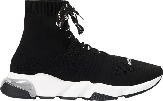 Кроссовки Balenciaga Speed Lace-Up Clear Sole Black White, черные