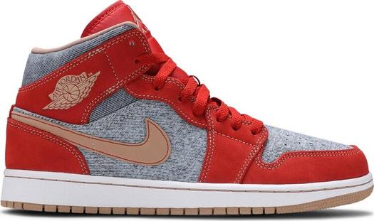 Кроссовки Air Jordan 1 Mid Denim Red, оранжевый