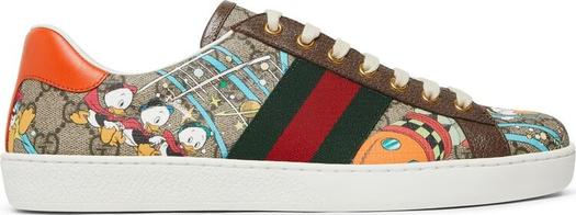 Кроссовки Gucci Ace Huey, Dewey and Louie, коричневые