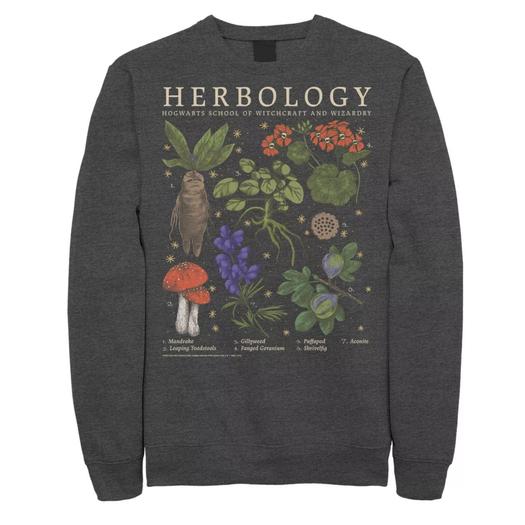 Мужской свитшот с сеткой Harry Potter Herbology Herb Reference Grid