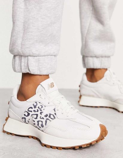 Кроссовки New Balance 327 Leopard Print Detail, белый/черный