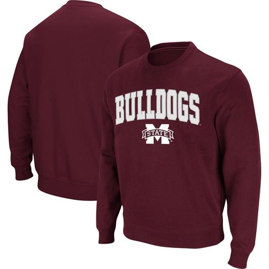 Мужской темно-бордовый свитшот из твила Mississippi State Bulldogs Arch & Logo Tackle Colosseum
