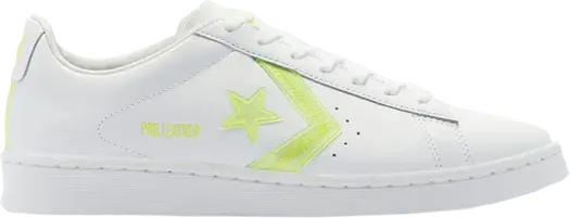 Кроссовки Converse Pro Leather Low Hi-Vis Collection - White Lemon Neon, белый