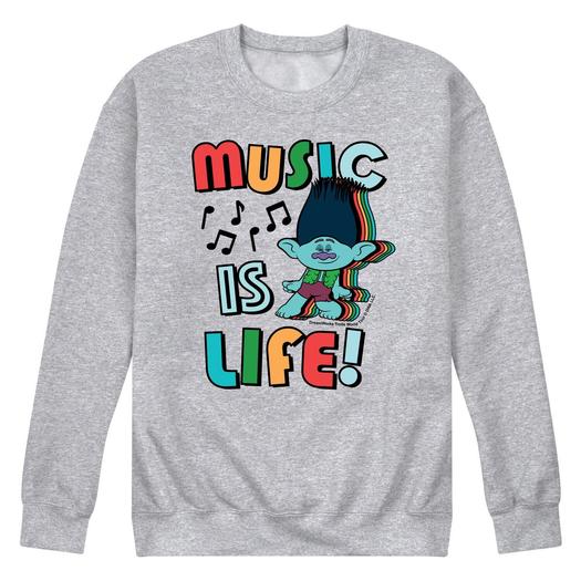 Мужской свитшот Trolls Music Is Life Licensed Character