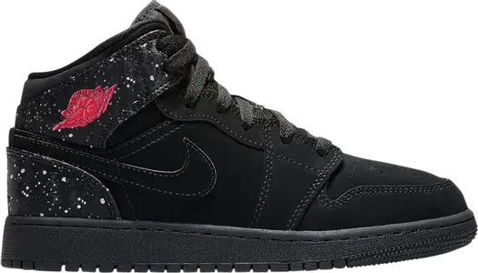 Кроссовки Air Jordan 1 Mid GS Black Rush Pink, черный