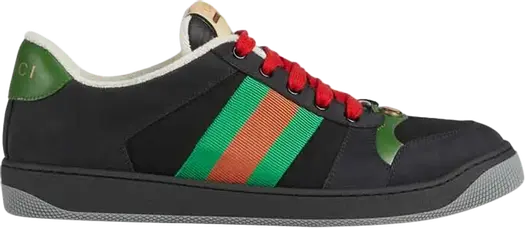 Кроссовки Gucci Screener Suede Black Green, черные