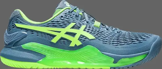 Кроссовки gel resolution 9 'steel blue hazard green' Asics, синий