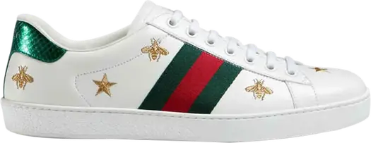 Кроссовки Gucci Ace Embroidered Bees and Stars, белый