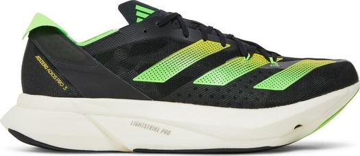 Кроссовки Adidas Adizero Adios Pro 3 'Core Black Solar Green', черный