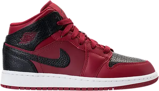 Кроссовки Air Jordan 1 Retro Mid GS Team Red Black, красный